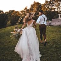 Sexy V-neck Wedding Dress, Rustic Backless Beach Wedding Dress,590 - Thumbnail 1