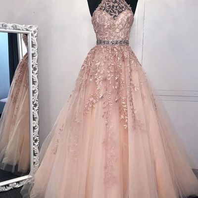 Sp1681,high neck lace appliques prom dresses,long evening graduation dresses - Thumbnail 5