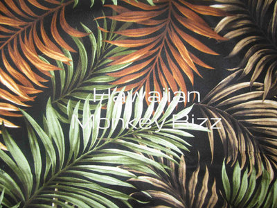 "BLACK - FERNS" Hawaiian Car Seat Covers - 2PC (BARK CLOTH)