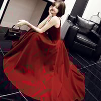 Simple v neck velvet short prom dress party dress - Thumbnail 2