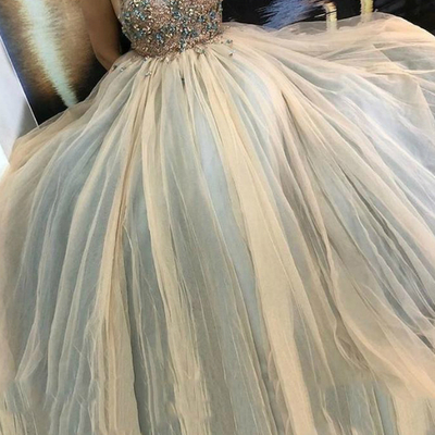 Sp1703,a-line tulle appliques spaghetti-straps long prom party dresses - Thumbnail 5