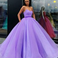 SP1713,Strapless Ball Gown Quinceanera Dresses Tulle Long Prom Dresses - Thumbnail 2