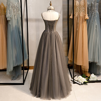Special Long Grey Tulle Prom Dress Corset With Beaded Neck,1152 - Thumbnail 2