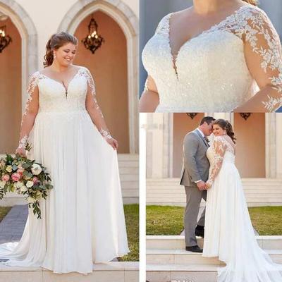 Plus size wedding dresses bridal gown with sleeves - Thumbnail 4