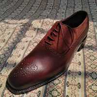 Christmas Men's Brown Leather Suede Lace Up Shoes, Handmade Brogue Shoes For Men - Thumbnail 3