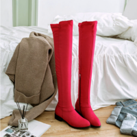 Over the Knee Elegant Suede Flat Boots - Thumbnail 5