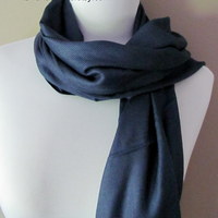 Navy Blue Pashmina Scarf, Bridal Shawl, Wedding Shawl - or CHOOSE Your Color - Thumbnail 1
