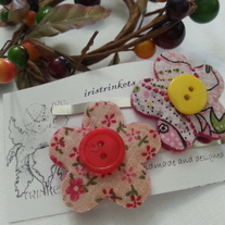 Flower hair pins (pink and yellow)
