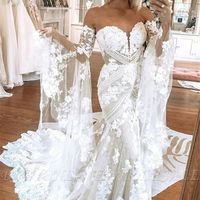 Bohemian Mermaid Sweetheart Wedding Dresses with Appliques - Thumbnail 1