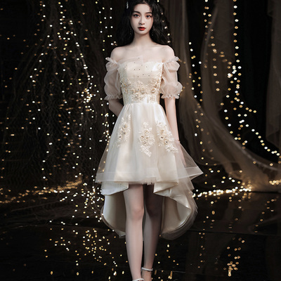 Cute lace high low prom dress homecoming dress - Thumbnail 2