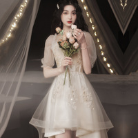 Cute lace high low prom dress homecoming dress - Thumbnail 1