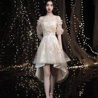 Cute lace high low prom dress homecoming dress - Thumbnail 3