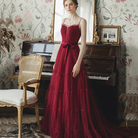 Cute tulle long A line prom dress evening gown - Thumbnail 1