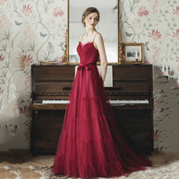 Cute tulle long A line prom dress evening gown - Thumbnail 4