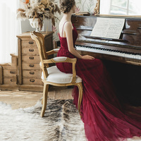 Cute tulle long A line prom dress evening gown - Thumbnail 5