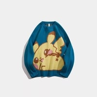 Cute Pikachu Anime Cartoon Print Oversize Sweater Sweatshirt Pullover Casual E-Girl Kawaii Korean Japanese Harajuku - Thumbnail 7