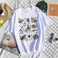 Cute Frog Magic Mushroom Witchcraft Print Short Sleeve T- Shirt Top Aesthetic Casual Summer E-Girl Kawaii Korean Japanese Harajuku - Thumbnail 4