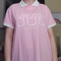 Cute Pastel Bunny Rabbit Embroidery Polo Short Sleeve T- Shirt Top Aesthetic Casual Summer E-Girl Kawaii Korean Japanese Harajuku - Thumbnail 7