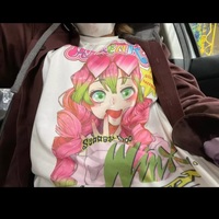 Cute Anime Girl Cartoon Graphic Print Retro Vintage White Oversize T- Shirt Top Aesthetic Casual Summer E-Girl Kawaii Korean Japanese Harajuku - Thumbnail 6