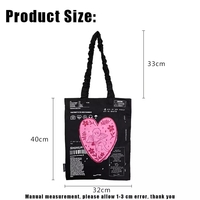 Cute Cupid Angel Love Heart Print Canvas Tote Shoulder ECO Bag 90s Retro Vintage Aesthetic Casual Summer E-Girl Kawaii Korean Japanese Harajuku - Thumbnail 1