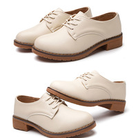 Casual Flat Oxford Shoes Comfortable Lace Up Round - Thumbnail 1