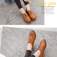 Casual Flat Oxford Shoes Comfortable Lace Up Round - Thumbnail 5