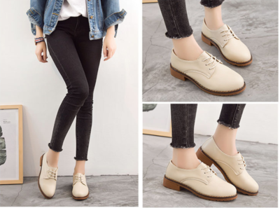 Casual Flat Oxford Shoes Comfortable Lace Up Round