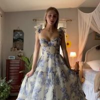 SP1723,Beautiful Floral Print Chiffon Long Prom Dresses Evening Dress  - Thumbnail 1