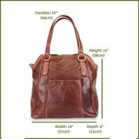 Shopper Shoulder Bags Large Capacity Brown Handbag - Thumbnail 4