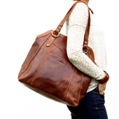Shopper shoulder bags large capacity brown handbag