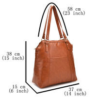Shopper Shoulder Bags Large Capacity Brown Handbag - Thumbnail 5