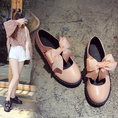  fashion black bow tie flat platform shoes lady cute - Thumbnail 3