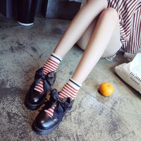  Fashion Black Bow Tie Flat Platform Shoes Lady Cute - Thumbnail 3