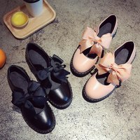  Fashion Black Bow Tie Flat Platform Shoes Lady Cute - Thumbnail 4