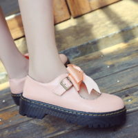  Fashion Black Bow Tie Flat Platform Shoes Lady Cute - Thumbnail 1