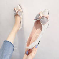 Designer Crystal Big Bow Flats Women Pointy Glitter - Thumbnail 3