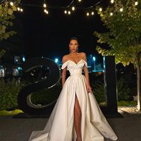 SP1732,Gorgeous A Line Off the Shoulder White Long Prom/Wedding Dress with Split Front - Thumbnail 2