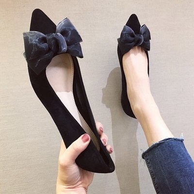  pointed toe flat shallow mouth all-match leather low