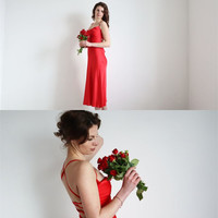 SP1738,Red silk slip dress cowl neck Silk midi dress bare shoulders and open back Dress for bridesmaid Satin dress for special occasion - Thumbnail 3