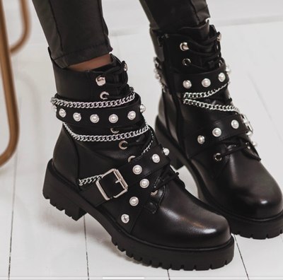 Winter Women Boots Chains Pearls Lace Boot