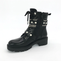 Winter Women Boots Chains Pearls Lace Boot - Thumbnail 7