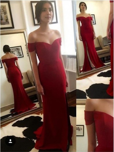 SP1746,Off the shoulder mermaid satin long prom evening dresses formal gown