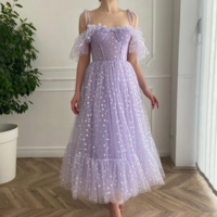 SP1762,Lavender Tea Length Homecoming Dresses,Lace Short Prom Dresses - Thumbnail 1