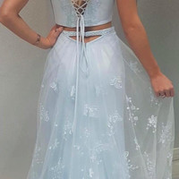 SP1764,Off-Shoulder Two Piece Mermaid Prom Dresses With Over Skirt - Thumbnail 1