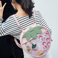 New Strawberry Shape PVC Transparent Three-purpose Backpack One-shoulder Diagonal Women's Bag - Thumbnail 4