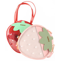 New Strawberry Shape PVC Transparent Three-purpose Backpack One-shoulder Diagonal Women's Bag - Thumbnail 7
