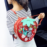 New Strawberry Shape PVC Transparent Three-purpose Backpack One-shoulder Diagonal Women's Bag - Thumbnail 1