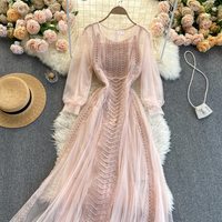 Summer Round Neck Perspective Long Sleeve Embroidered - Thumbnail 7