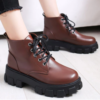  punk motorcycle boots for women winter boots ankle - Thumbnail 2