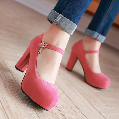  spring mary jane women shoes block high heel - Thumbnail 4